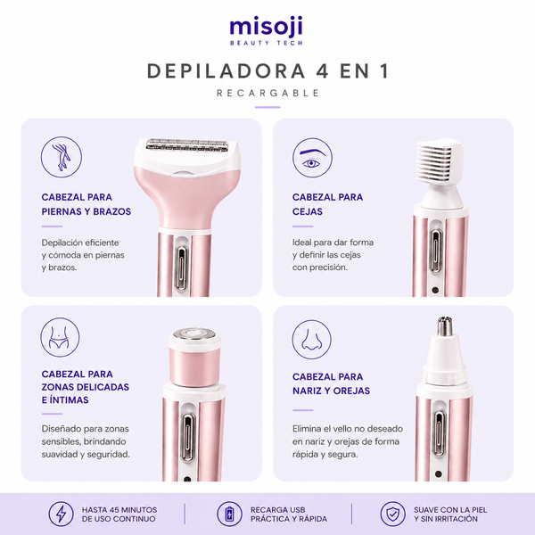 Depiladora Femenina 4 en 1: Belleza y Suavidad Total