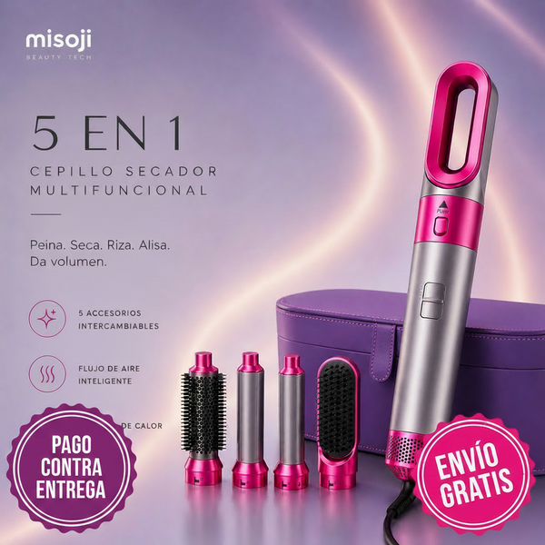 Secador de cabello Eléctrico 5 en 1 con Estuche (Color Surtido)