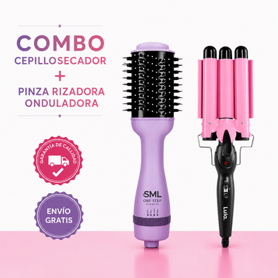 Combo Cepillo Secador + Tenaza Ondas de sirena